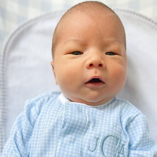 Baby Boy Coming Home Outfit Monogrammed Footie Romper Etsy