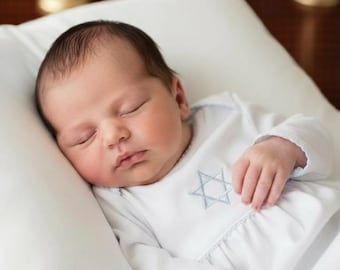 Brit Milah Gown-Star of David Bris Gown-Pima Cotton Baby-Shema Baby Boy Outfit-Baby Boy Bris  Gown-Hebrew Naming Outfit-Newborn Bris Gown