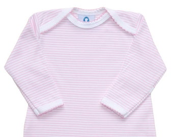 Pima Cotton Enveloped Neck Footie-Pink Striped-Coming Home Outfit-Baby Girl Take Home Outfit-Pima Cotton Baby-Designer Baby-Newborn Clothing