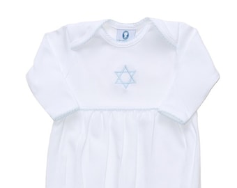 Pima Cotton Brit Milah Gown-The Shema Baby Boy Outfit- Jewish Baby Boy Brit Milah Gown