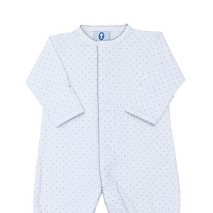Pima Cotton Converter Gown-Gray Dot Baby Boy Coming Home Outfit-White with Gray Dots-Newborn Take Home Outfit Pima Cotton Baby image 3