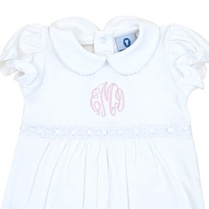 Skylar Pima Cotton Bubble-White w White Trim-Monogrammed Bubble-Baby Girls Bubble-Pima Cotton Baby-Designer Baby-Baby-Baby Boutique image 4