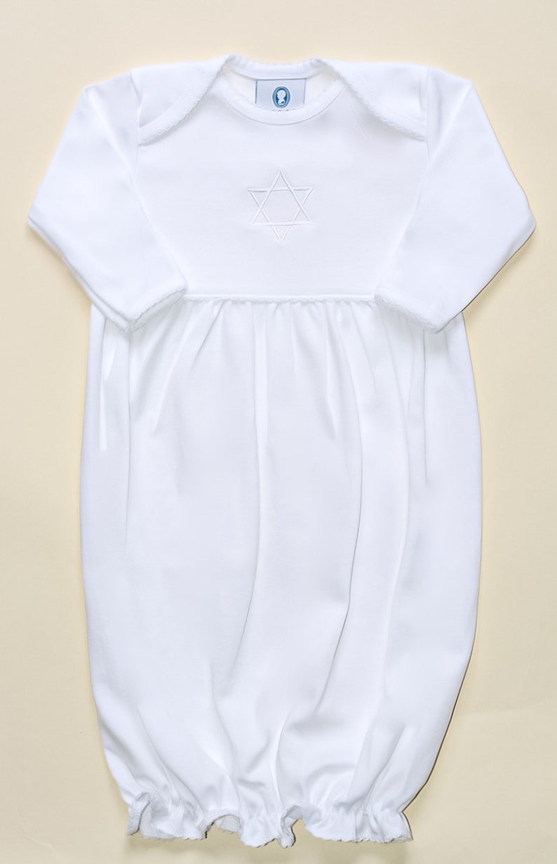 Pima Cotton Brit Milah Gown-The Shema Baby Boy Outfit Jewish Baby Boy Brit Milah Gown image 2