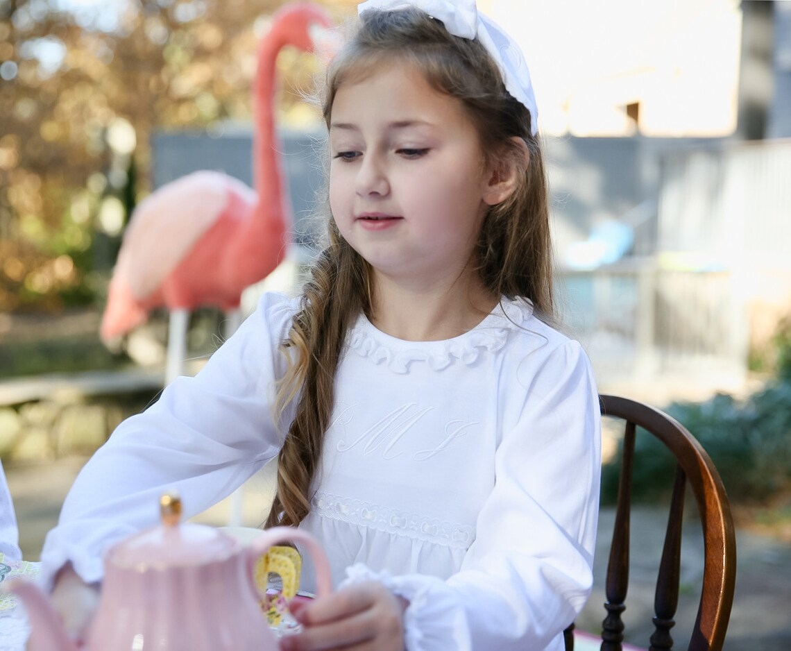 White Pima Cotton Tea Party Dresses, Sister Dresses, Monogrammed ...