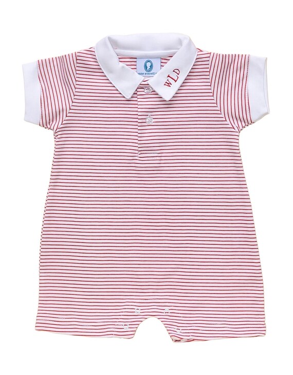Pima Cotton Polo Outfit-Red Striped Spring Outfit, Coming Home outfit,Pima Cotton Baby, Baby,Toddler-Matching Brother Outfits