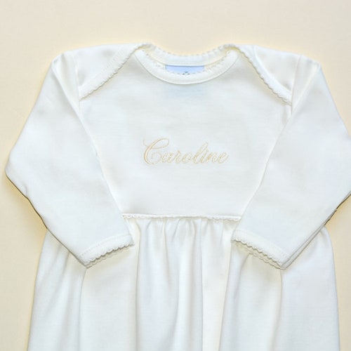 Mercerized Pima Baby Gown- Ivory