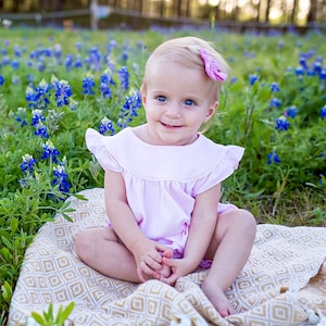 Angel Sleeve Pima Bubble-Pink with White Trim-Pima Cotton Baby-Monogrammed Bubble-Monogrammed Baby Girl-Baby Girl Clothing-Take Home Outfit