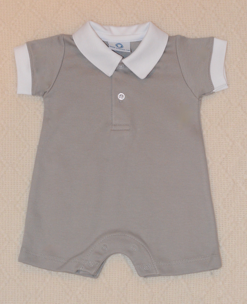Pima Cotton Polo Outfit-Gray Spring Outfit Baby Shower Gift Designer baby-Matching Brother Outfits Coming Home outfit,Pima Cotton Baby