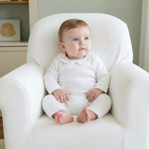 Luke Pima Cotton Baby Baptism Outfit-All White Footed Baptism Outfit-Baby Boy Christening Outfit-Pima Cotton Baby-baby Boy Baptism