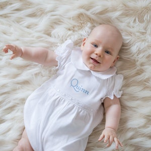 Skylar Pima Cotton Bubble-White w White Trim-Monogrammed Bubble-Baby Girls Bubble-Pima Cotton Baby-Designer Baby-Baby-Baby Boutique image 6