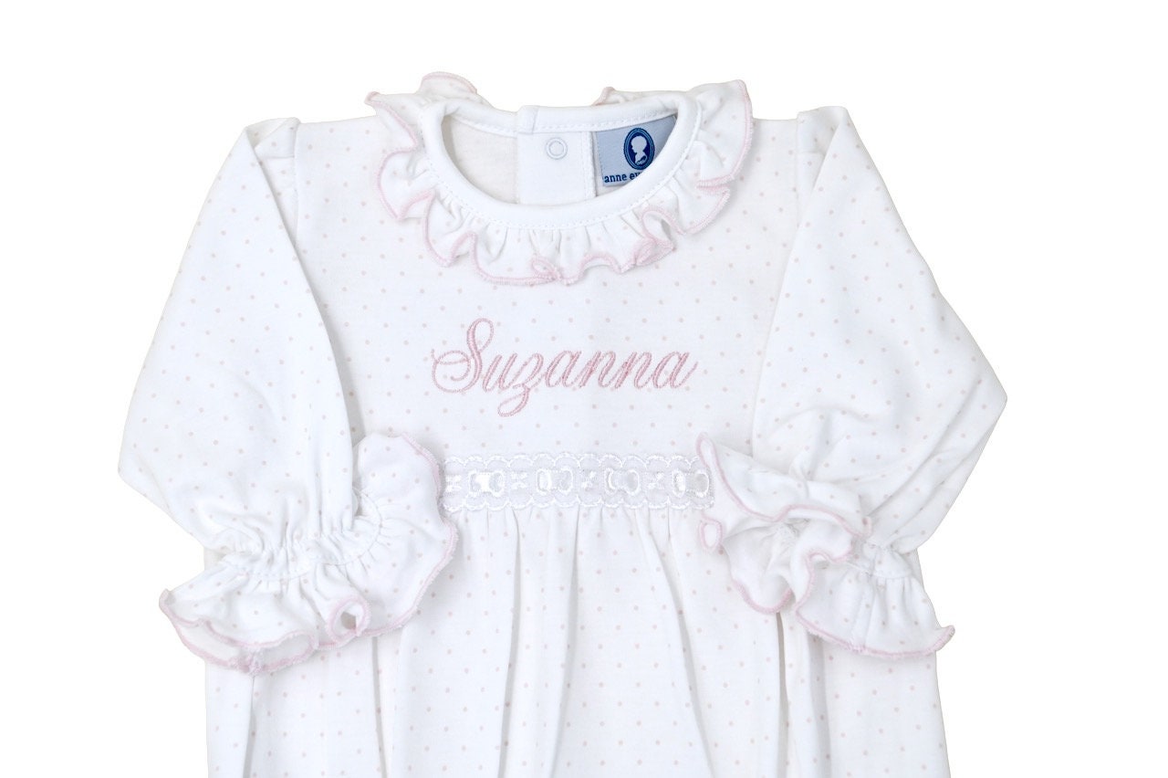 Pink Dot Pima Cotton Baby Princess Gown-Coming Home Outfit- Picture Gowns-Take Home-Pima Cotton Baby