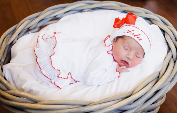 White Shoulder Ruffle Footie & Beanie White Shoulder Ruffle Footie & Beanie
