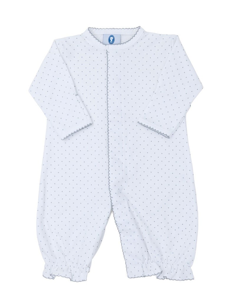 Pima Cotton Converter Gown-Gray Dot Baby Boy Coming Home Outfit-White with Gray Dots-Newborn Take Home Outfit Pima Cotton Baby image 3