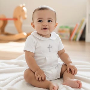 Aaron All White Baptism Outfit-Baby Boy Baptism Outfit-Christening Outfit-Dedication Outfit-Short Baptism Outfit-Personalized Baptism