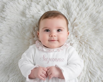 Pink Dot Pima Cotton Baby Princess Gown-Coming Home Outfit- Picture Gowns-Take Home-Pima Cotton Baby