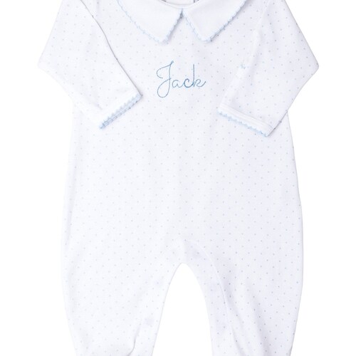 Petit Bebe Baby Boys Blue Gingham Bubble - White Collar main image 0
