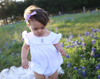 Angel Sleeve  Pima Bubble-Lavender Dot Summer Bubble-Pima Cotton Baby-Classical Baby Clothes-Baby Girl Clothing-Take Home Outfit-