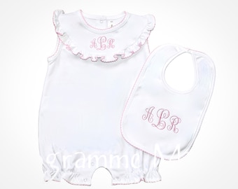 Zaylie's Pima Cotton Bubble-Monogrammed bubble, Girls Summer Bubble, Personalized, Baby clothing, Baby shower gift, Pima Cotton Baby