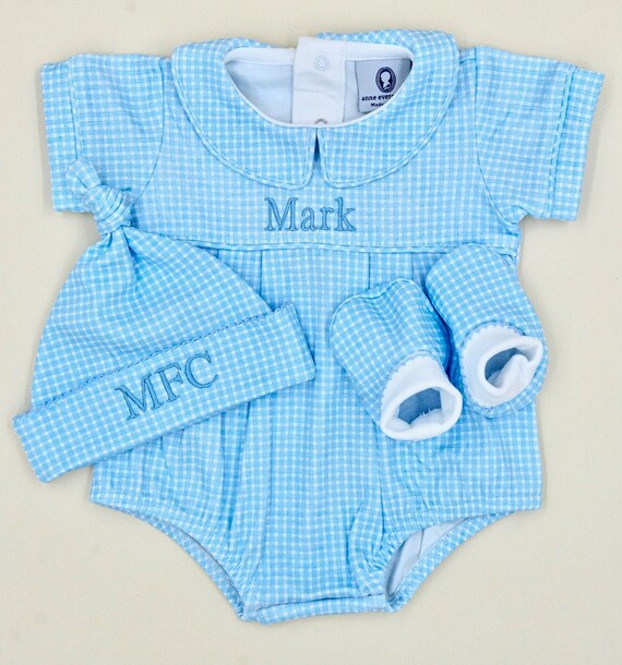 Baby Boy Red Gingham Bubble