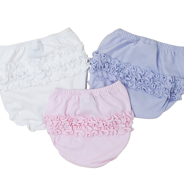 Pima Cotton Ruffled Bloomers-- Baby Girl Coming Home Outfit - Baby Gift - Baby Shower Gift - Baby Girl Outfit - Monogrammed Layette Gift Set