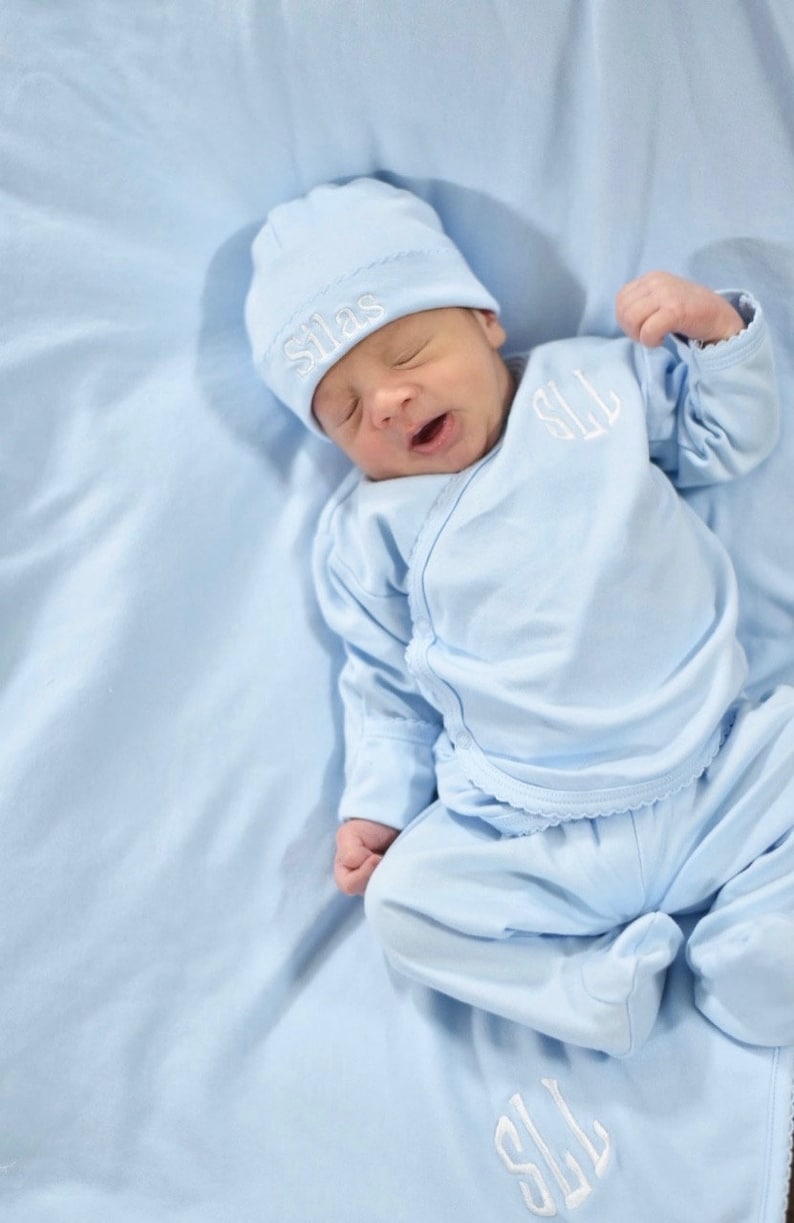 Pima Cotton Kimono BlueBaby Boys Coming Home OutfitNewborn Etsy