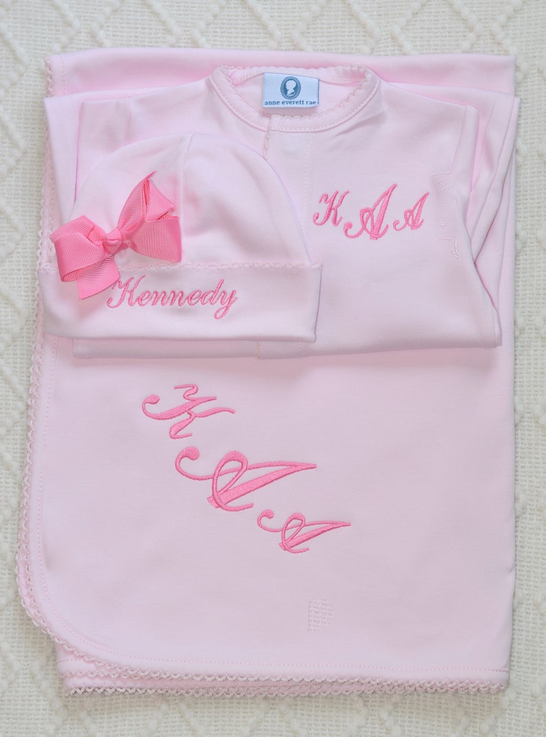 The Proper Peony Layette - Baby Boys Pima Converter Gown - White with Blue main image 0