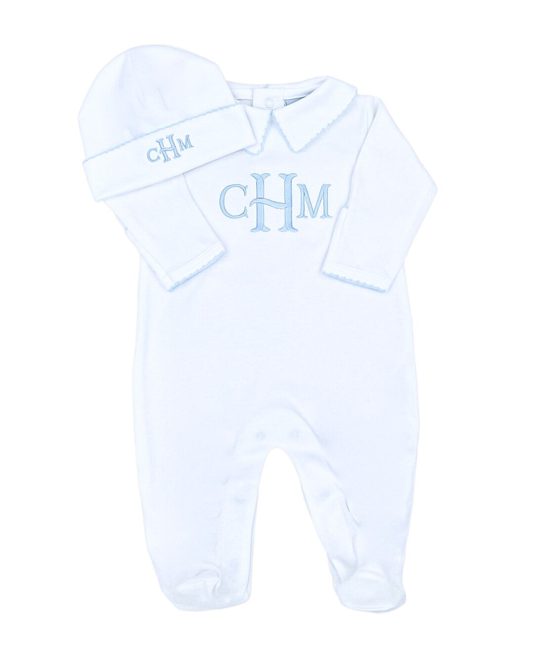 The Proper Peony Layette - Baby Boys Pima Footie - Blue