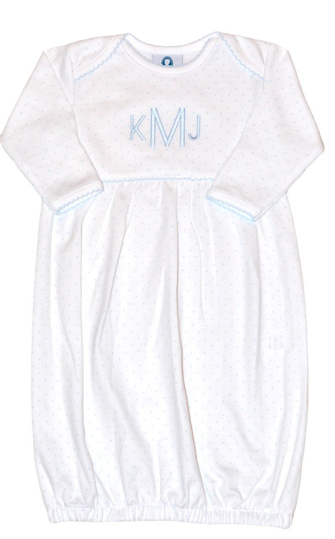 Pima Cotton Yoke Gown Blue Dotbaby Boy Coming Home Gownpima Cotton