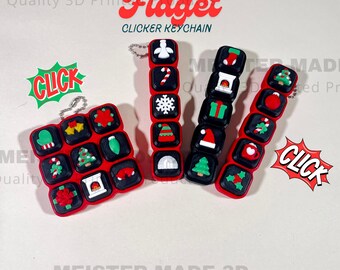 Christmas Holiday Icon Fidget Clicker Keychains for ADHD and stress relief
