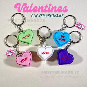 Valentines Heart Fidget Clicker Keychains, ADHD toys, Valentines gifts, Sensory toy, gifts for her, mechanical clicker, ASMR
