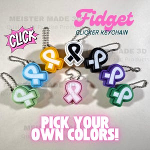 Breast Cancer awareness fidget clicker keychain, Desktop Toy, Sensory Toy, Autism, ADHD, Stress, Anxiety Relief, ASMR, cancer support gifts