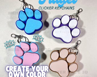 Dog & Cat paw fidget clicker keychain, pet lover gifts, Desktop Toy, Sensory Toy, Autism, ADHD, Stress, Anxiety Relief, Mechanical Key, ASMR