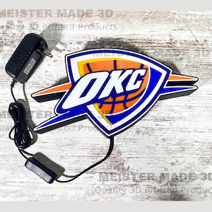 OKC light up Sign, illuminated wall hanging sign, sports gifts, Oklahoma city,  trending sports gifts, gift for basketball lover, thunde