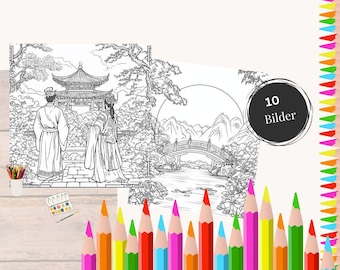 Coloring pages, Theme: Asia I Coloring pages I DINA4