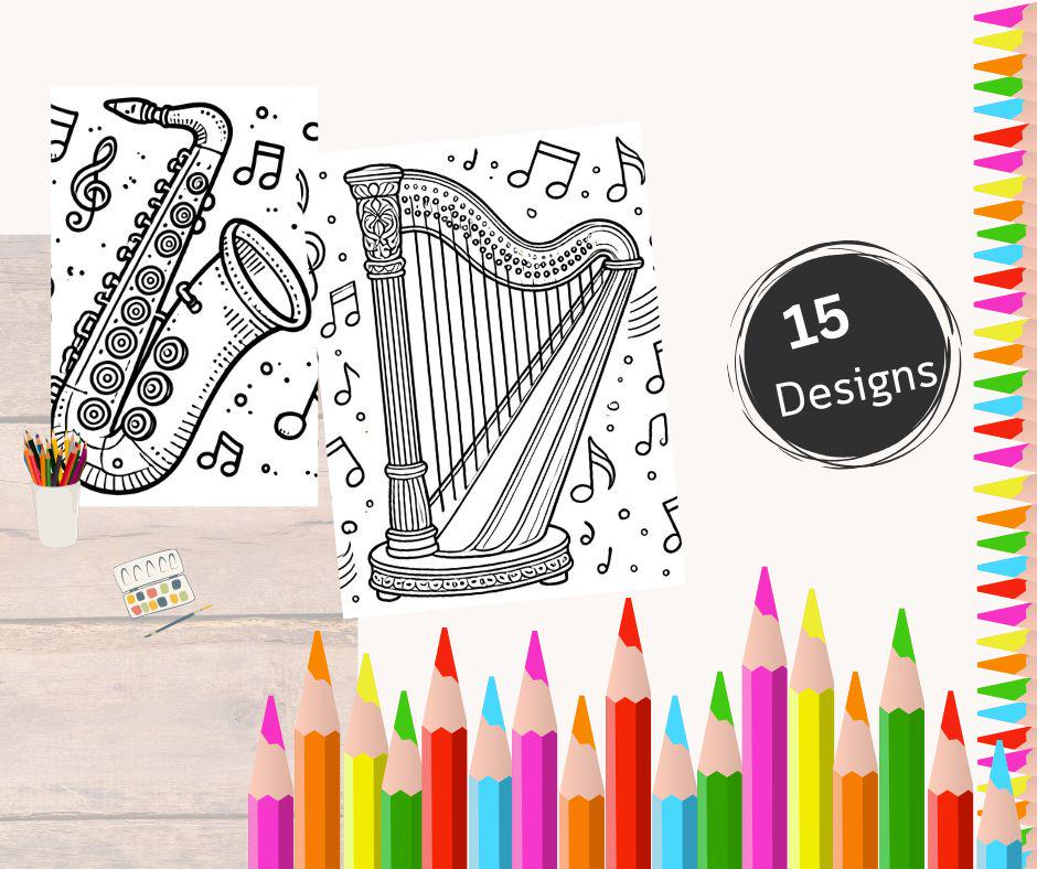 Coloring pages, Theme: Instruments (Coloring pages)