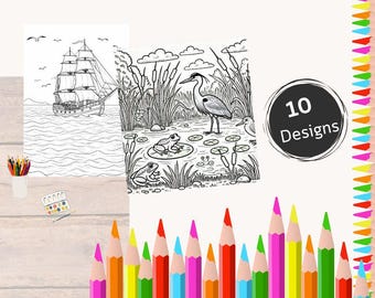 Coloring pages, Theme: Nature, Ships (Coloring pages)