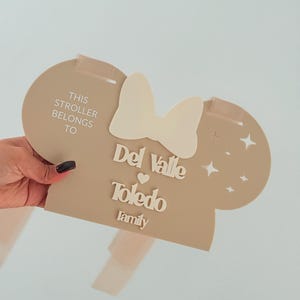 Minnie Mouse Wooden Ears Stroller Tag, Disney Family Stroller Tag