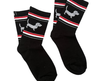 2 Pair Dachshund Socks - Black