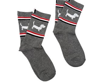 2 Pair Dachshund Socks- Gray