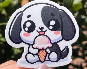 Ice Cream Dog Vinyl Sticker: Weatherproof Laptop Decal
