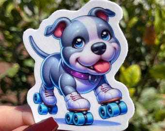 Pit Bull Cartoon on Roller Skates.