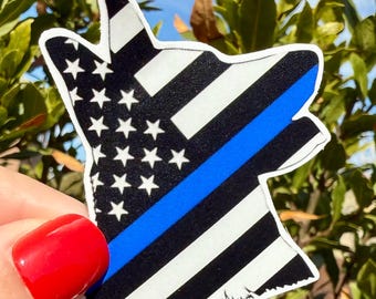 K9 Police Dog Sticker: Blue Line Flag, Matte Vinyl