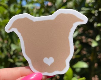 Beige Pit Bull Heart Nose Face Sticker-