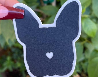 Black Frenchie Sticker with Heart Nose-