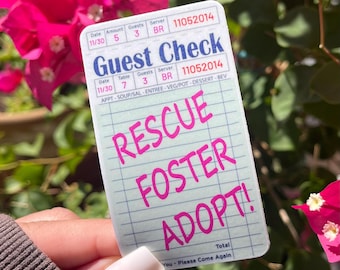 Pet Rescue Sticker: Retro Guest Check Design, Animal Lover Gift