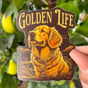 Golden Retriever Love - Matte Vinyl Sticker for Dog Lovers. Golden Life