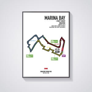 Marina Bay - Street Circuit -  Singapore - Singapore Grand Prix - F1 - Formula 1 - Circuit - Track - Wall Art - Poster - Print
