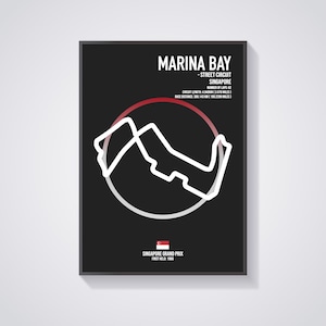 Marina Bay - Street Circuit -  Singapore - Singapore Grand Prix - F1 - Formula 1 - Circuit - Track - Wall Art - Poster - Print