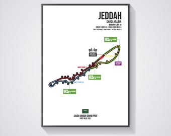 Jeddah Corniche Circle - Jeddah - Saudi-Arabien - Grandprix von Saudi Arabien - F1 - Formel 1 - Rennstrecke - Rennstrecke - Wandkunst - Poster - Print
