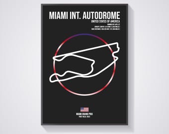 Autódromo Internacional de Miami - Estados Unidos - Gran Premio de Miami - F1 - Fórmula 1 - Circuito - Pista - Arte mural - Póster - Impresión